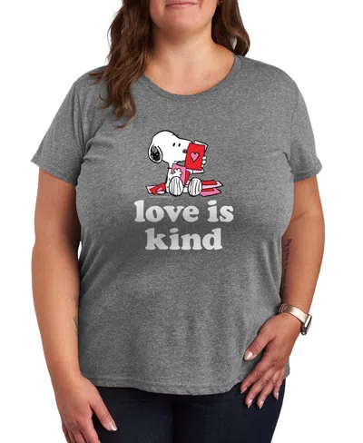 Hybrid Apparel Women's Peanuts Snoopy Valentine Love Is Kind Short Sleeve Graphic T-shirt In Multi