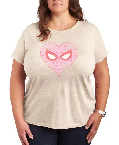 Hybrid Apparel Women's Spider-man Heart Faded Short Sleeve Graphic T-shirt In Nude