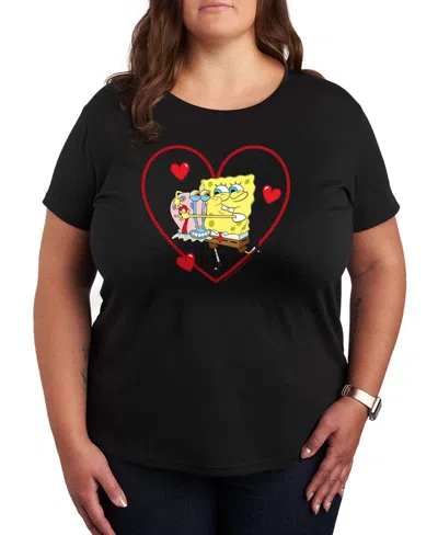 Hybrid Apparel Women's Spongebob Squarepants Gary Heart Short Sleeve Graphic T-shirt In Multi