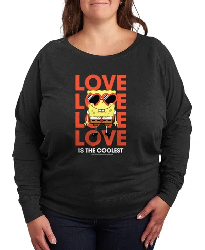 Hybrid Apparel Women's Spongebob Squarepants Love Is The Coolest French Terry Long Sleeve T-shirt In Multi