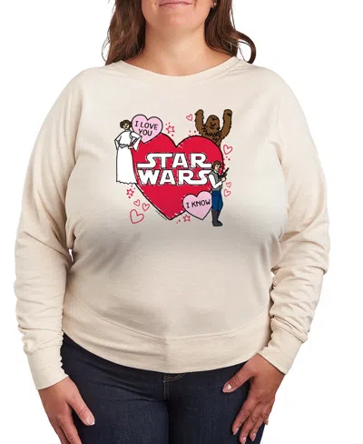 Hybrid Apparel Women's Star Wars Valentines Scribble Leia And Han Solo French Terry Long Sleeve T-shirt In White