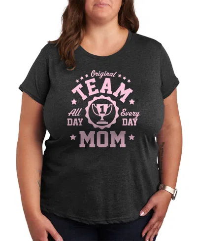 Hybrid Apparel Women's Trendy Plus Size Team Mom Graphic T-shirt In Grey