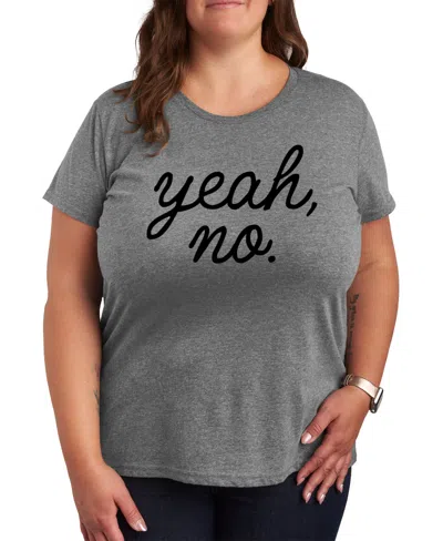 Hybrid Apparel Yeah No Plus Size Graphic T-shirt In Heather Grey