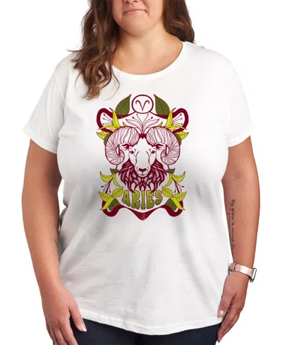 Hybrid Apparel Zodiac Aries Plus Size Graphic T-shirt In White