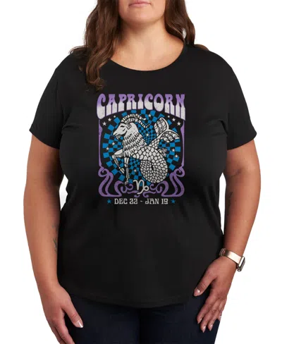 Hybrid Apparel Zodiac Capricorn Rock Poster Plus Size Graphic T-shirt In Black