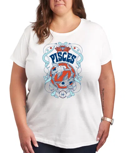Hybrid Apparel Zodiac Pisces Plus Size Graphic T-shirt In White