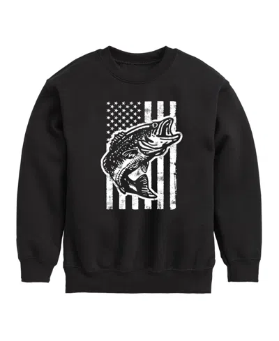 Hybrid Kids' Big Boys Americana Flag Fish Graphic Fleece T-shirt In Black