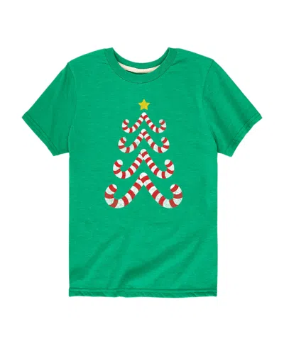 Hybrid Kids' Big Boys Candy Cane Tree Graphic Tee In Green