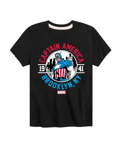 Hybrid Kids' Big Boys Captain America Brooklyn Ny Graphic T-shirt In Black