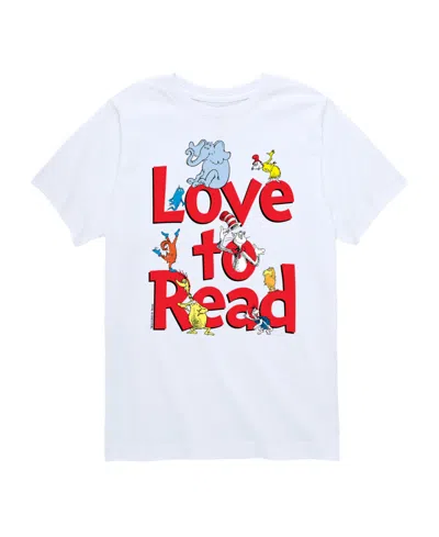 Hybrid Kids' Big Boys Dr. Seuss Love To Read Graphic T-shirt In White