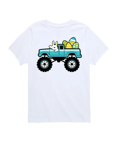 Hybrid Kids' Big Boys Easter Bunny Monster Truck Graphic T-shirt In White