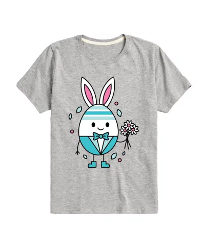Hybrid Kids' Big Boys Happy Easter Bunny Egg Graphic T-shirt In Gray