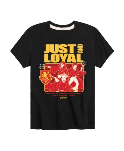 Hybrid Kids' Big Boys Harry Potter Just And Loyal Graphic Tee In Black