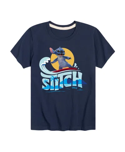 Hybrid Kids' Big Boys Lilo Stitch Live Action Stitch Wave Graphic T-shirt