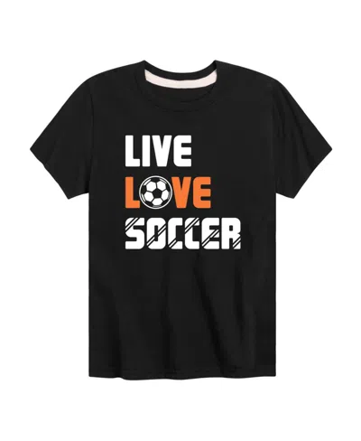 Hybrid Kids' Big Boys Live Love Soccer Graphic Tee In Black