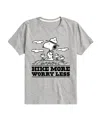 Hybrid Big Boys Peanuts Snoopy Hike More Worry Less Graphic Tee In Grey