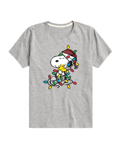 Hybrid Kids' Big Boys Peanuts Snoopy Lights Graphic Tee In Grey
