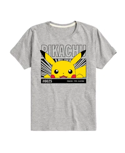 Hybrid Kids' Big Boys Pokemon Pikahu Graphic T-shirt In Gray