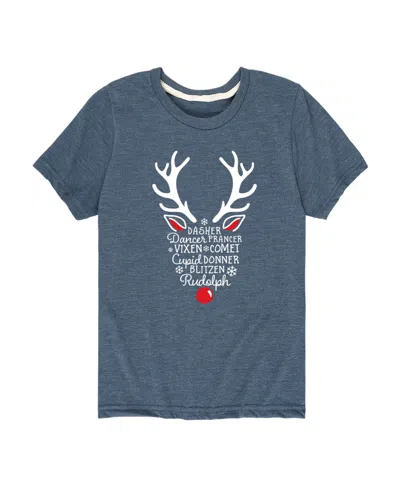 Hybrid Kids' Big Boys Reindeer Graphic Tee In Blue