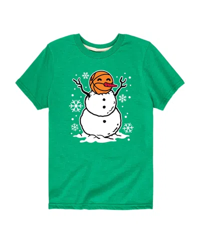 Hybrid Kids' Big Boys Santa Basketball Graphic Tee In Green