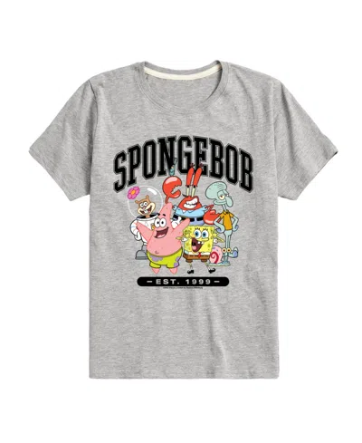 Hybrid Kids' Big Boys Spongebob Squarepants Graphic T-shirt In Gray