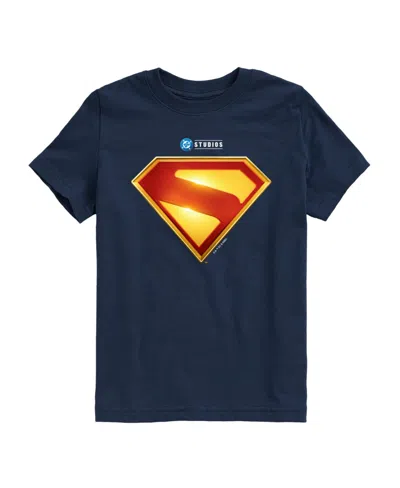 Hybrid Kids' Big Boys Superman Logo Sheild Graphic T-shirt In Blue