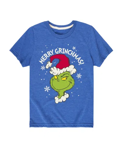 Hybrid Kids' Big Boys The Grinch Merry Grinchmas Graphic Tee In Blue