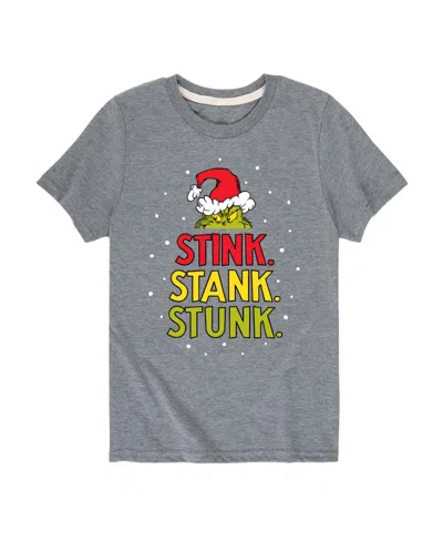 Hybrid Kids' Big Boys The Grinch Stink Stank Stunk Graphic Tee In Grey