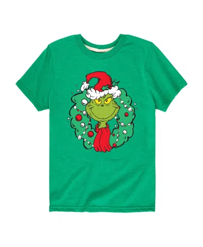 Hybrid Kids' Big Boys The Grinch Wreath Graphic Tee In Green