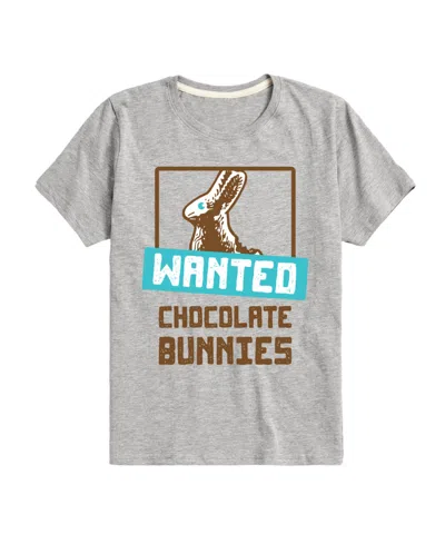 Hybrid Kids' Big Boys Wanted Chocolate Bunnies Easter Graphic T-shirt In Gray