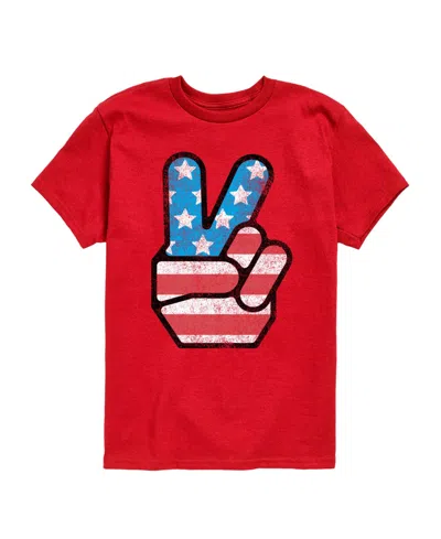 Hybrid Kids' Boys' 8-20 Instant Message Usa Flag Peace Short-sleeve Graphic T-shirt In Red