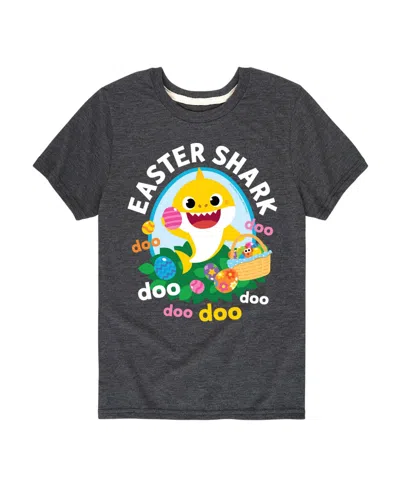 Hybrid Boys' Toddler 2t-5t Baby Shark Easter Shark Short-sleeve Graphic T-shirt In Gray