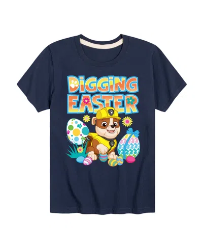 Hybrid Babies' Boys' Toddler 2t-5t Paw Patrol Digging Easter Short-sleeve Graphic T-shirt In Blue