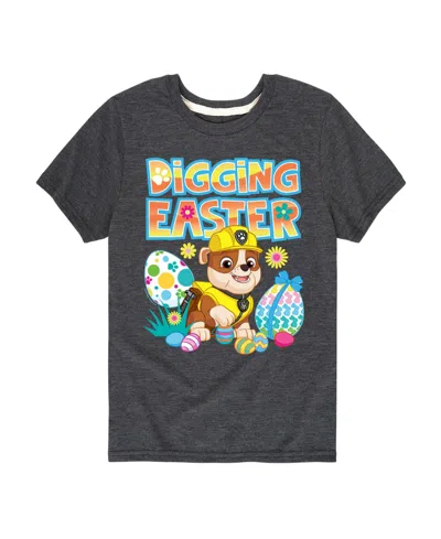 Hybrid Babies' Boys' Toddler 2t-5t Paw Patrol Digging Easter Short-sleeve Graphic T-shirt In Gray