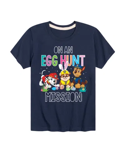 Hybrid Babies' Boys' Toddler 2t-5t Paw Patrol On An Egg Hunt Mission Short-sleeve Graphic T-shirt In Blue