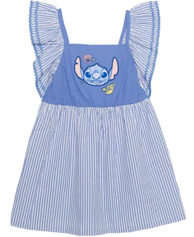 Hybrid Kids' Girls' 2t-6x Stitch Flutter-sleeve Dress In Blue