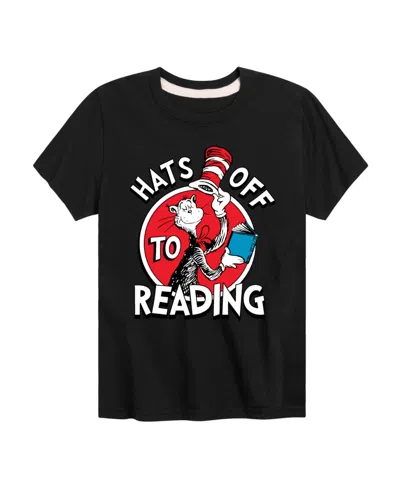 Hybrid Kids' Little And Big Boys Dr. Seuss Hats Off To Reading Graphic T-shirt In Black