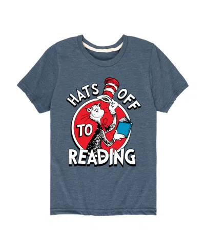 Hybrid Kids' Little And Big Boys Dr. Seuss Hats Off To Reading Graphic T-shirt In Blue