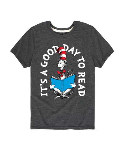 Hybrid Kids' Big Boys Dr. Seuss It's A Good Day To Read Graphic T-shirt In Gray