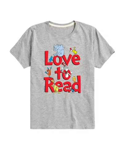 Hybrid Kids' Little And Big Boys Dr. Seuss Love To Read Graphic T-shirt In Gray