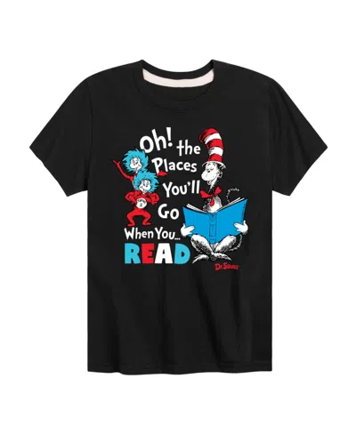 Hybrid Kids' Big Boys Dr. Seuss Oh The Places You'll Go Graphic T-shirt In Black