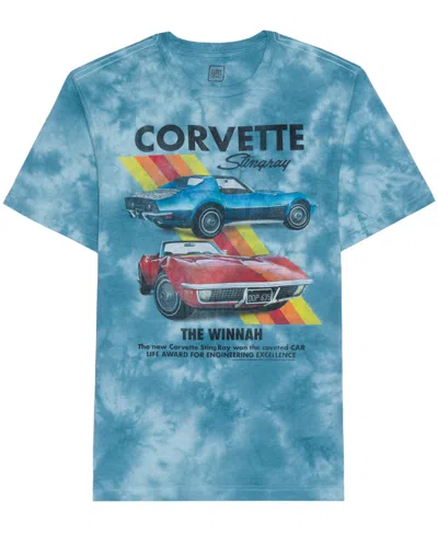 Hybrid Men's Corvette Wash Graphic T-shirt In Blue Cryst