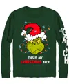 Hybrid Men's Long Sleeves Grinch Merry Whatever Graphic T-shirt In Green