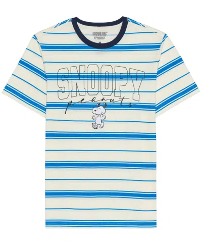 Hybrid Men's Snoopy Short Sleeve Stripe T-shirt In Creme