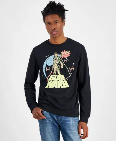 Hybrid Men's Star Wars Darth Vader Regular-fit Printed Fleece Hoodie In Black