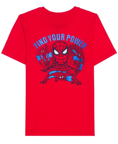 Hybrid Kids' Big Boys Find Your Spider Short Sleeve Graphic T-shirt In Red