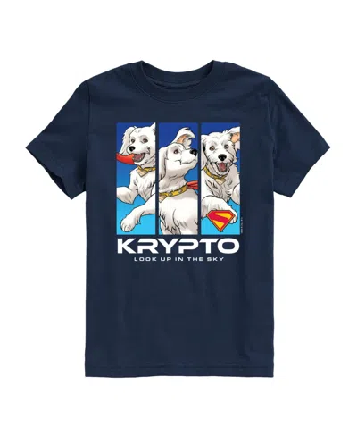 Hybrid Kids' Superman Big Boys Krypto Superdog Comic Strip Graphic T-shirt In Gold