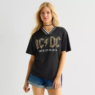 Hybrid Tees Ac Dc Jersey Womens Juniors Short Sleeve Ac/dc Jersey In Black