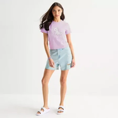 Hybrid Tees Aristocats Baby Tee Womens Juniors Crew Neck Short Sleeve Fitted The Aristocats Graphic T-shirt In Blue