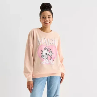 Hybrid Tees Aristocats Womens Juniors Crew Neck Long Sleeve Sweatshirt In Pink